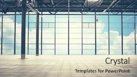  Presentation with airport construction - Audience pleasing PPT theme consisting of building concept - airport terminal empty backdrop and a soft green colored foreground