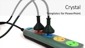  Presentation with outlet - Slide set consisting of building connections - multiple socket outlet isolated background and a  colored foreground