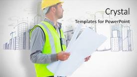  Presentation with architect - Cool new presentation theme with building construction - casual architect against grey backdrop and a  colored foreground