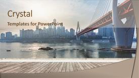  Presentation with bridge construction - Beautiful presentation featuring building construction - skyline river and bridge backdrop and a lemonade colored foreground