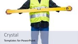  Presentation with building construction - Presentation design consisting of building-construction-and-profession-concept background and a light blue colored foreground