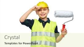  Presentation with building construction - Slides having building-construction-and-profession-concept background and a blonde colored foreground