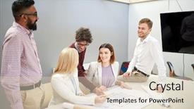  Presentation with architecture construction - Slides having building construction architecture real estate and people concept - happy business team with blueprint meeting and discussing house project at office background and a lemonade colored foreground