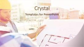  Presentation with building team - Audience pleasing PPT theme consisting of building construction development teamwork backdrop and a cream colored foreground