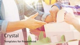  Presentation with philosophy construction people connect - Audience pleasing theme consisting of building construction teamwork and people backdrop and a lemonade colored foreground