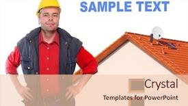  Presentation with house building - Beautiful slide deck featuring building contractor and family house backdrop and a lemonade colored foreground