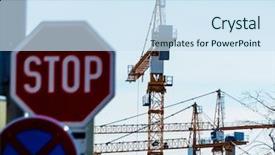  Presentation with construction cranes - Beautiful presentation theme featuring building cranes are in use backdrop and a sky blue colored foreground