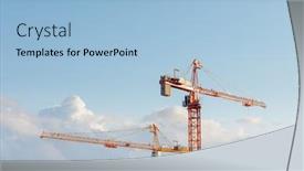  Presentation with construction cranes - Slide deck with building-cranes-at-the-construction background and a light blue colored foreground