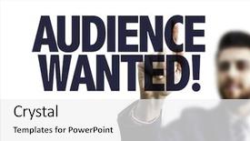  Presentation with audience - Colorful PPT theme enhanced with building customer relationships - business man pointing the text backdrop and a white colored foreground