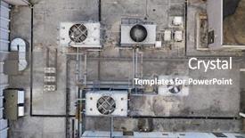  Presentation with conditioner - Audience pleasing PPT theme consisting of building electric appliance - air conditioner outdoor unit backdrop and a gray colored foreground