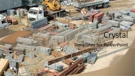  Presentation with building construction - PPT theme having building elements stored at construction background and a coral colored foreground