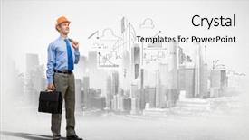  Presentation with construction - Theme enhanced with building engineering - image of man engineer background and a white colored foreground