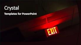  Presentation with illuminated - Slide set consisting of building evacuation - illuminated red exit sign background and a black colored foreground