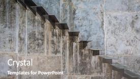  Presentation with stairway - Presentation theme consisting of building evacuation - metal stairway background and a gray colored foreground