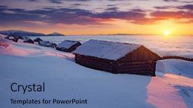  Presentation with winter farm - Slides consisting of building excellence - splendid view of the countryside background and a teal colored foreground