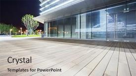  Presentation with pavement - Beautiful PPT theme featuring building exterior with empty pavement backdrop and a light gray colored foreground