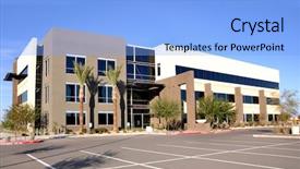  Presentation with recycling commercial - Presentation theme having building facade - commercial facility background and a light blue colored foreground