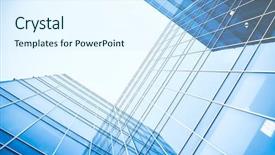  Presentation with facade - PPT layouts enhanced with building facade - glass skyscrapers at night background and a cool aqua colored foreground