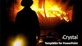  Presentation with firefighter - PPT theme consisting of danger work silhouette firefighters - firefighter with torch tackling blaze background and a black colored foreground