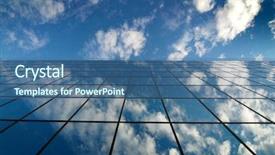  Presentation with blue business - Slide set with building for business reflection blue background and a ocean colored foreground