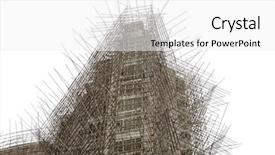  Presentation with building foundation - Presentation theme enhanced with building foundation - bamboo scaffolding in construction site background and a white colored foreground