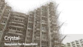  Presentation with scaffolding - Theme consisting of building foundation - bamboo scaffolding in construction site background and a gray colored foreground