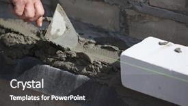  Presentation with lays - Slides with building foundation - builder lays bricks in cement background and a dark gray colored foreground