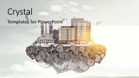  Presentation with building foundation - Cool new presentation theme with building foundation - construction and urban development mixed backdrop and a white colored foreground