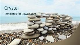  Presentation with foundation - Theme featuring building foundation - construction of many pebbles background and a sky blue colored foreground