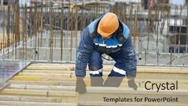  Presentation with building foundation - Beautiful theme featuring building foundation - construction worker at construction site backdrop and a mint green colored foreground