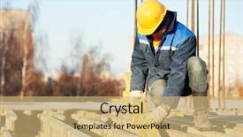  Presentation with building foundation - Audience pleasing presentation design consisting of building foundation - construction worker at construction site backdrop and a coral colored foreground