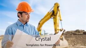  Presentation with building foundation - Presentation theme enhanced with building foundation - portrait of an architect background and a coral colored foreground