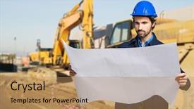  Presentation with building foundation - Presentation featuring building foundation - portrait of an architect background and a coral colored foreground