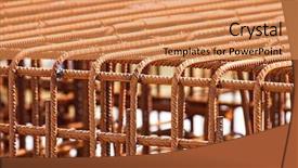  Presentation with steel building - Theme consisting of building foundation - reinforced steel rods background and a coral colored foreground