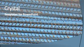  Presentation with steel bars - Beautiful PPT theme featuring building foundation - steel bars background backdrop and a seafoam green colored foreground