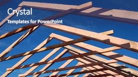  Presentation with wood roof - Beautiful slides featuring building foundation - wood roof trusses viewed backdrop and a ocean colored foreground