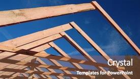 Presentation with wood roof - Theme enhanced with building foundation - wood roof trusses viewed background and a tawny brown colored foreground