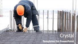  Presentation with reinforcement - Slides enhanced with building foundation - worker in workwear making reinforcement background and a gray colored foreground