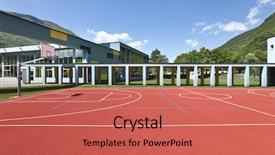  Presentation with school building - Theme featuring building from the outside playground background and a  colored foreground