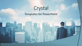  Presentation with future city - PPT layouts enhanced with building futures - businessman standing on a roof background and a lemonade colored foreground