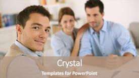  Presentation with financial - Colorful slides enhanced with building futures - smiling financial adviser with young backdrop and a coral colored foreground