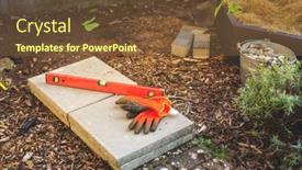  Presentation with base - PPT theme with building-garden-path-or-base background and a tawny brown colored foreground