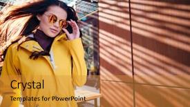  Presentation with lactation young woman breastfeeding - Slide deck having building handbag - attractive hipster young woman background and a  colored foreground