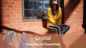  Presentation with yellow - Colorful presentation design enhanced with building handbag - attractive hipster young woman backdrop and a coral colored foreground