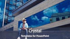  Presentation with copy space - Slide set featuring building handbag - wide shot of male background and a ocean colored foreground