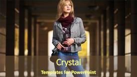  Presentation with walking young wild jaguar - Cool new theme with building handbag - young fashion blond woman walking backdrop and a tawny brown colored foreground