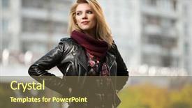  Presentation with fashion handbag - Cool new theme with building handbag - young fashion blond woman backdrop and a tawny brown colored foreground