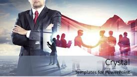  Presentation with team building - PPT theme enhanced with building his super team background and a light blue colored foreground