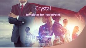  Presentation with team building - PPT layouts consisting of building his super team background and a violet colored foreground