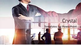  Presentation with team building - Theme having building his super team background and a  colored foreground